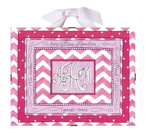 Personalized Baby Gift - Birth Record- Pink Chevron