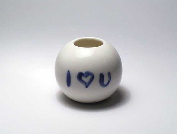 I Heart U Decorated Mini Sphere Vase