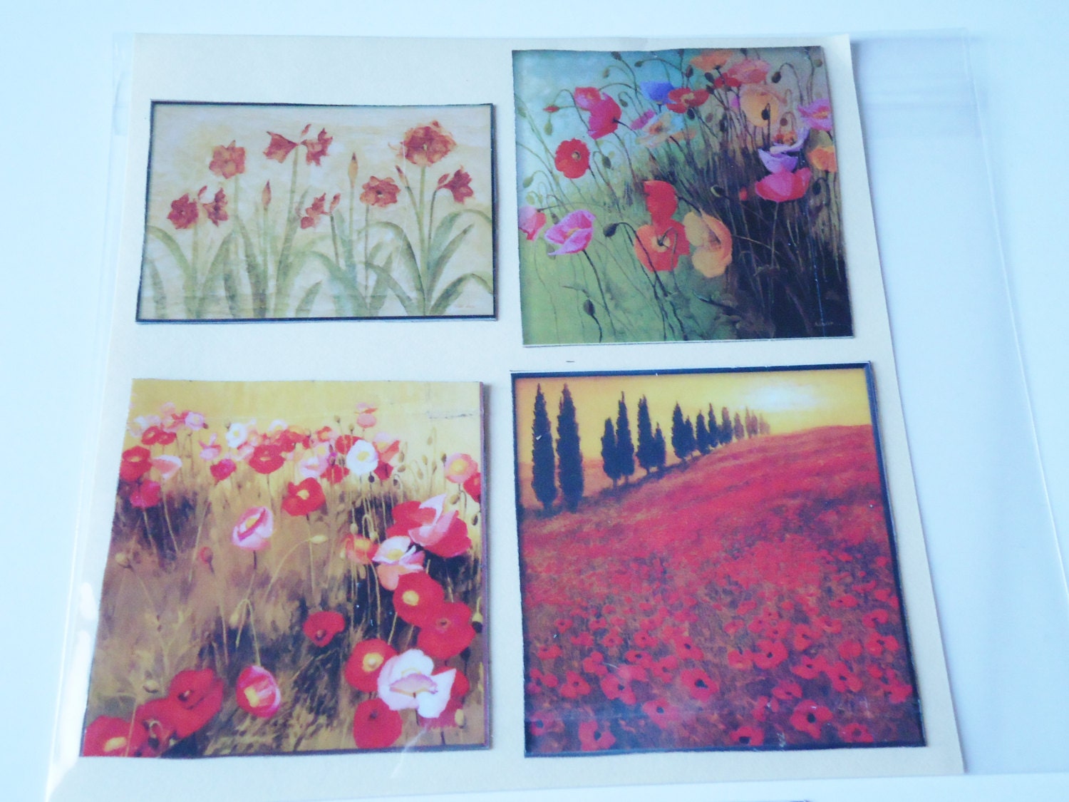 Lovely Flower Scene Paintings Handmade Upcycled Art Magnet Set for Gifts Home Kitchen Office Locker