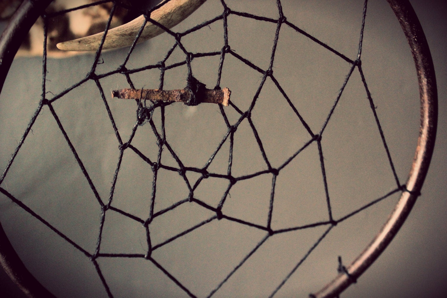Monarris. Rustic Antique Nail and Iron Dream Catcher.