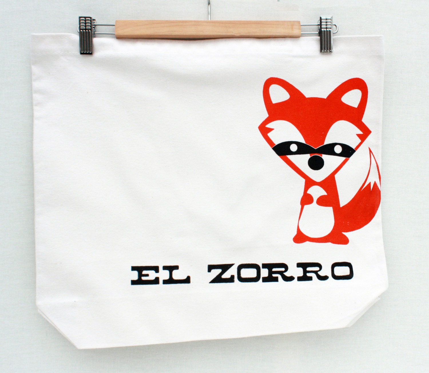 El Zorro - fox screen print, recycled grocery, shopping, everyday tote