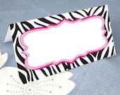 Tent Card Label - custom 3.5 x 2 inch folded blank - Zebra Print (Set of 25)