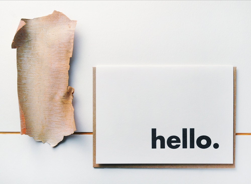Hello Thank You Simple Letterpress Note Card Type Set of 6