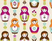 Little Matryoshka Cream Minky Baby Blanket with Satin Trim (Straight or Ruffled)..YOU CHOOSE size and colors.....Personalization Available