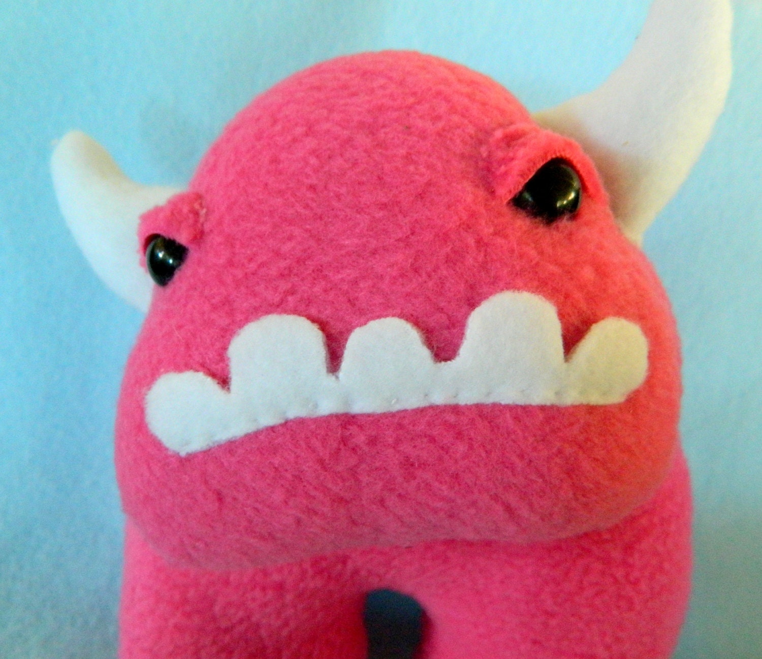 Pink Monster - Plush Horned Toothy Beast