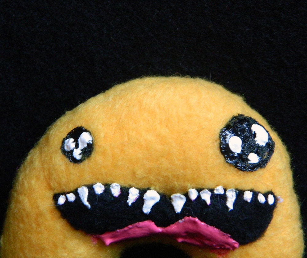 Yellow Plush Monster - Small Toothy Scary Cute