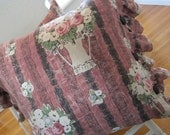Antique Pillows - French Roses - Ruffles - Vintage Buttons - NOS c1920