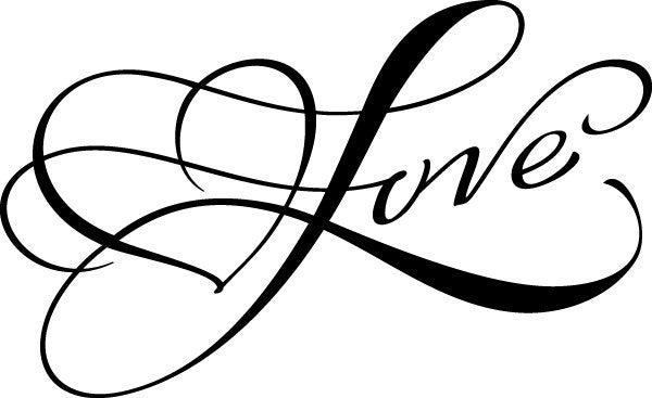 Script Love with Heart Valentine's Day Wedding Favors - Traditional Wooden Handle Rubber Stamp