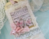 Shabby Rose Lace Gift Tag Mixed Media Hang Tag with Vintage Bridal Lace