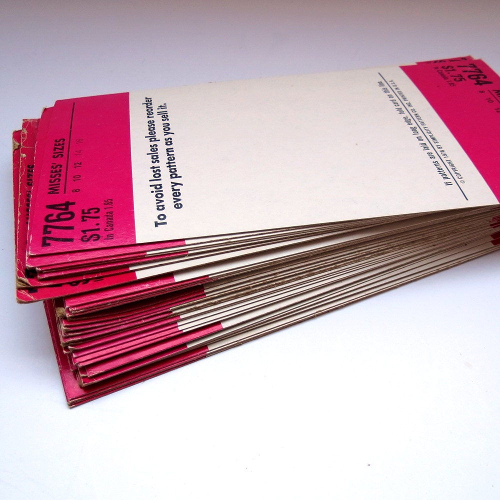 Vintage Pattern Dividers from 1976 - Simplicity Pattern Cabinet Dividers - Vintage Cardstock - Paper Emphemera
