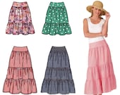 Womens Tiered Skirt Sewing Pattern - Easy Summer Skirt Pattern - Misses Tiered Skirts Sewing Pattern - Uncut, Factory Folds