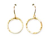 Small gold hoop earrings - simple gold earrings - handmade gold hoops - gold jewelry - hammered hoop earrings
