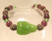 Free Ship - Buddha bracelet with swarovski crystals, purple & jade coloring