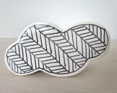 Rain Cloud with Herringbone Pattern in Black and White, Wall Hanging Art