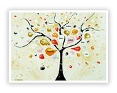 Personalized custom family names Tree of Life print wall decor, Giclee art print, Abstract tree art 13x18 Signed