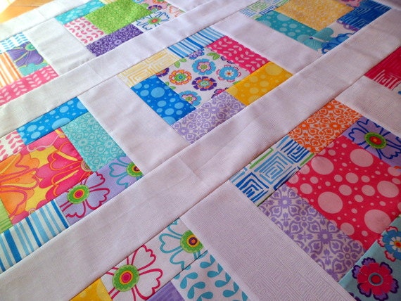 Unfinished baby sized quilt - Moda - Ticklish by Me & My Sister Designs - bright and fun  38" x 38"