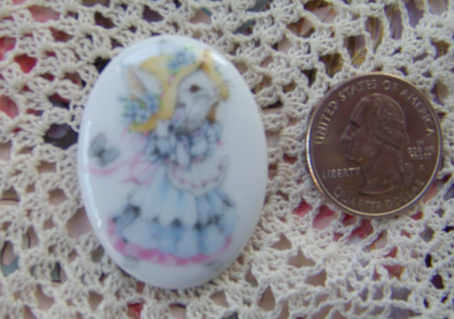 Darling Petticoat Bunny 40x30 Porcelain Fired Decal ECS