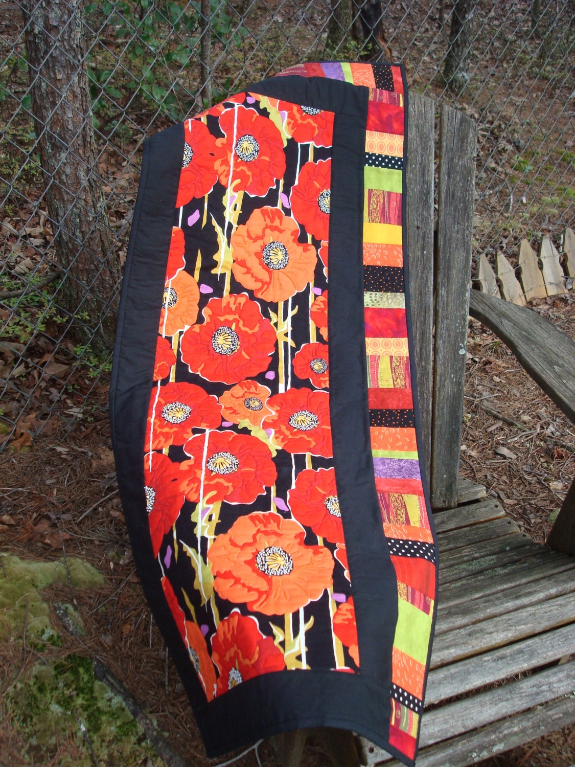 Red Poppy Fiber Art Wallhanging