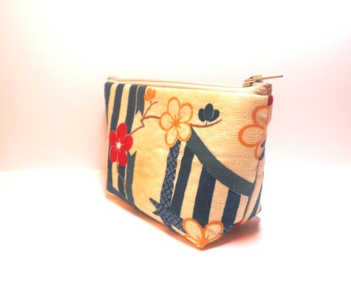 Zipper Pouch Small Wallet Small Cosmetic Pouch Japanese Floral Print