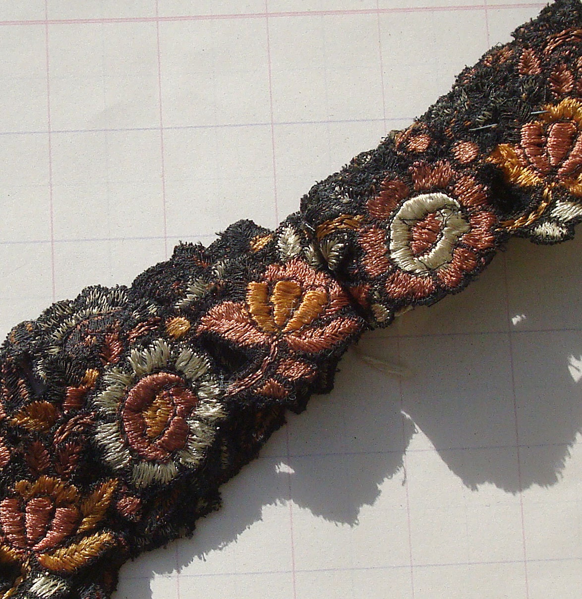 Antique Lace Antique Trim Metallic Silk Trim Orange Black Yardage