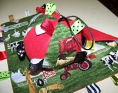 Taggie Ball and Baby Blanket Handmade with Case/ IH fabric with Rattle Ball is 5" Dia. Yellow and Green SALE
