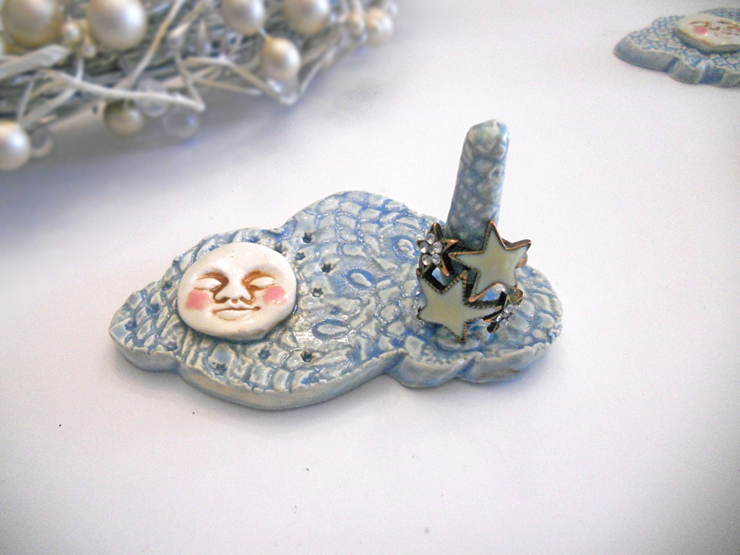 Ring Holder Moon Cloud Ceramic Pottery Island Girl Pottery