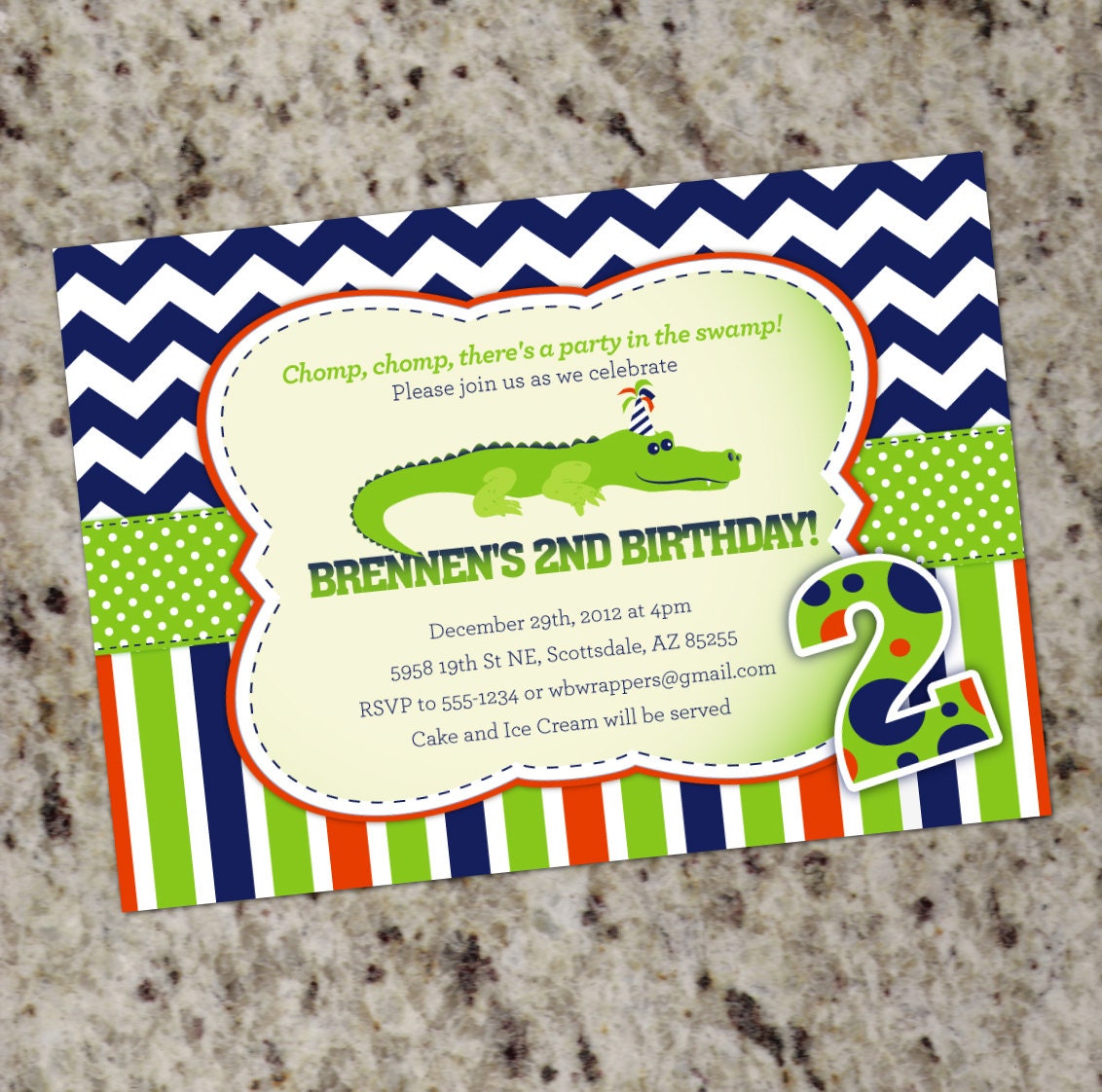 Cute Alligator themed Birthday Party Invitations for Boys - Chomp Chomp - Printable Design Il_170x135