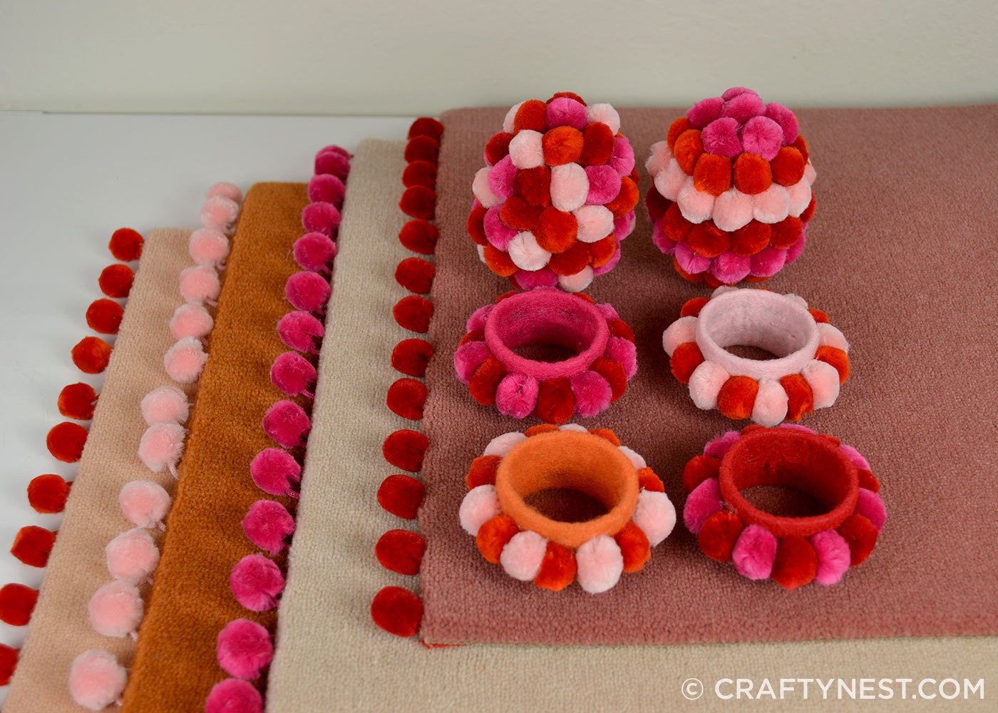 Carpet placemats, napkin rings & Easter eggs