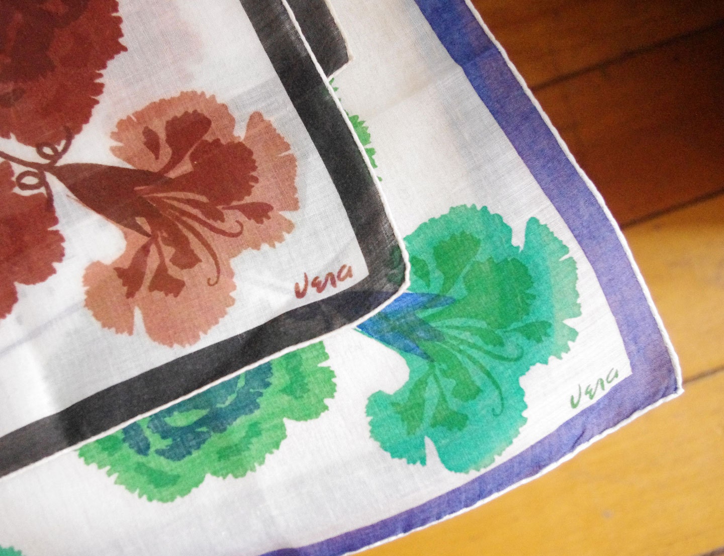 Pair of 1950's Vera Hankies in Matching Design - Wow