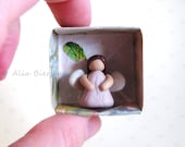Tiny Token - Garden Fairy. Polymer clay miniature in origami box. Unique art gift. Free US shipping.