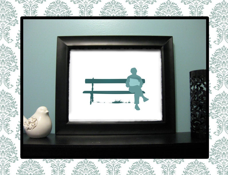 Ready-Made Silhouette - Man on Park Bench -  8x10 Unframed Art Print