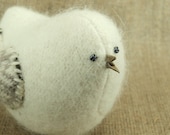 White Chick Bird Felted Wool and Angora Lamb Wool Stuffing Home Decor Ornament  Nursery Spring Eco Friendly Height  4"