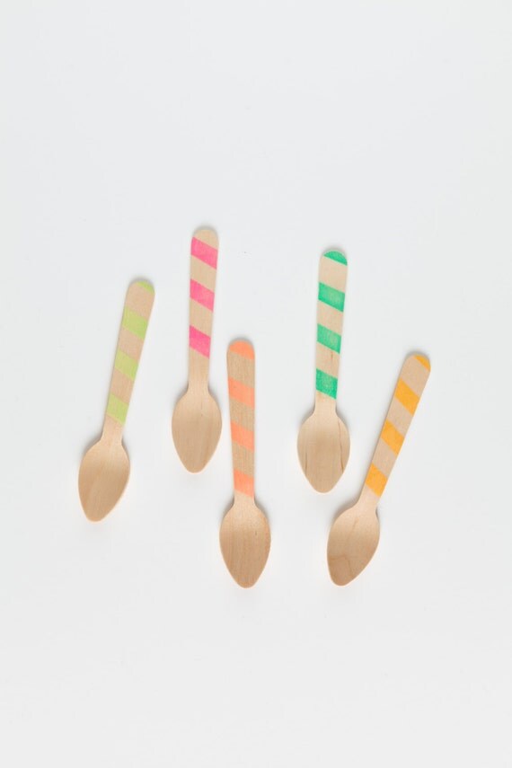 Spring Stripes - 20 Wooden Ice Cream Spoons Il_570xn