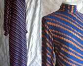 Maxi Dress // 60s Dress // Vintage 1960s Blue and Copper Couture Gown by Richard Tam / Jon Mandl Size M