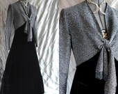 Formal Maxi Dress // 60s  Dress // Party Dress // Vintage 1960s Black Velvet and Silver Metallic Party Dress Size M