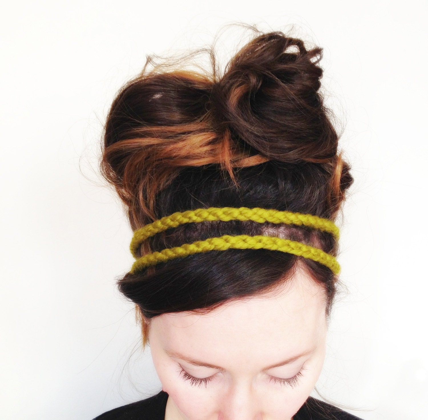 Lemongrass HEADBAND - Handmade, Hippie, Boho, Elastic, Girlfriend, Daughter, Acrylic Wool Yarn, One Size Fits Most, Yarnival.