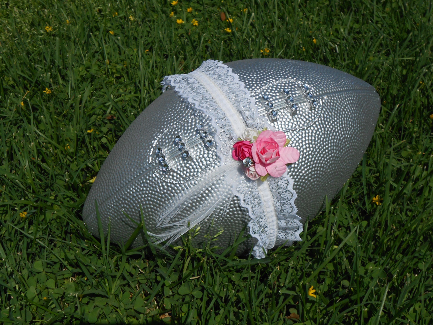 Football Wedding Garter,  Flower medley, Football and  FREE TOSS Garter