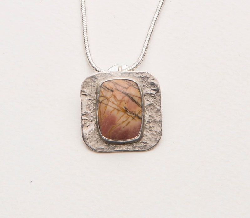Sterling silver and red creek  jasper pendant
