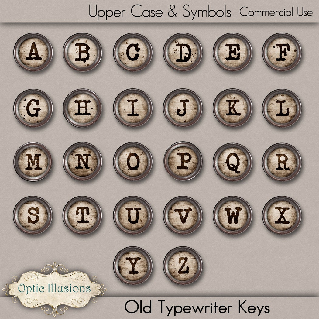 OLD TYPWRITER KEYS - Digital Scrapbooking Elements - Scrapbooking, Card Making, Invitations - Commercial Use -