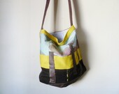 the garden of earthly brights bag .... eco-friendly, hand-dyed, recycled leather bottom crossbody bag