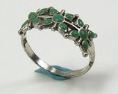 Vintage Bell Trading Post Enamel Sterling Size 5 Pinky Ring Sterling Silver Flower Floral