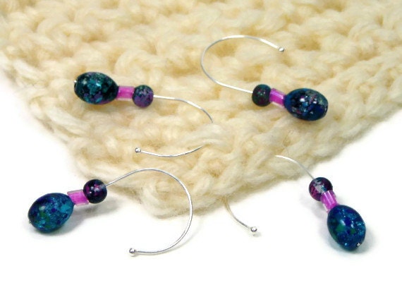 Removable Stitch Markers Set, Crochet, Snag Free, Beaded, Blue, Pink, DIY Crafts, Gift, TJBdesigns