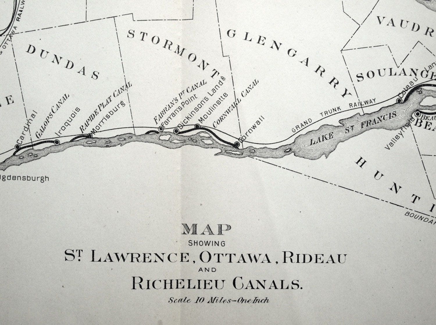 1907 Antique Map Showing the Saint Lawrence, Ottawa, Rideau, and Richelieu Canals. Map No. 10