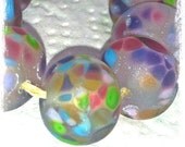 Frosted Rainbow Beautiful Lampwork Beads Created By Angela Bohanan