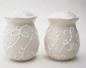 Salt and Pepper Shakers- White on White