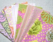 Pink & Green Medley (No.131) - 8 Fat Quarter Bundle - Designer Quilt Fabric