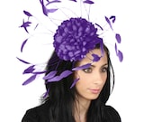 Margeaux Purple Fascinator Hat for Weddings, Races, and Special Events With Headband