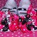Boutique Baby Crib Shoes...Hot Pink, Black Polka Dot Grosgrain Ribbon.....Great for Photos & Tutus