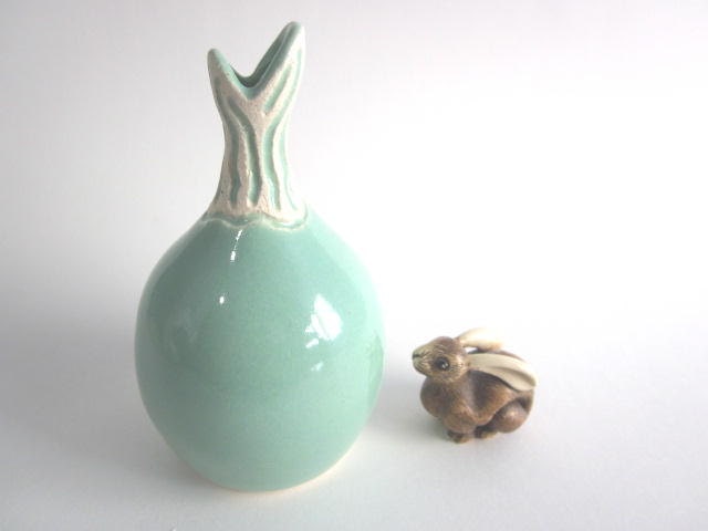 Mint green bottle- Home decor - art vase - art vessal - handmade pottery