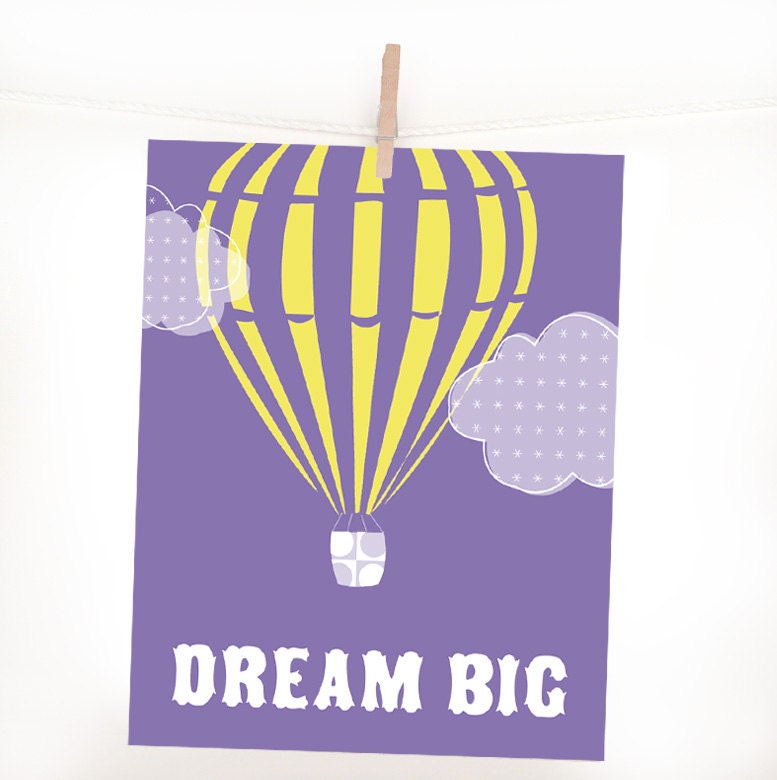 Dream Big Balloon Print - 8X10 - Inspirational Wall Decor for Baby and Toddler's Room  by Indigo Rain